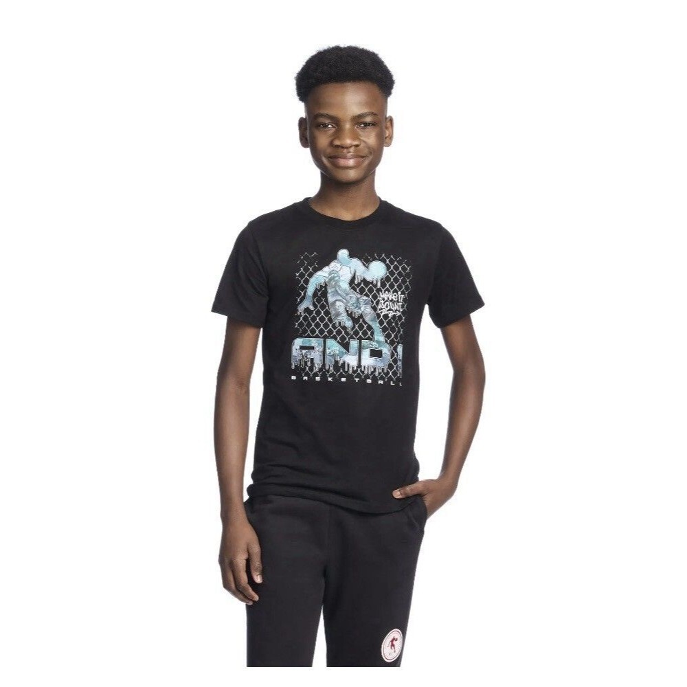 AND1 Boys Black “Make It Count” Basketball Graphic Tee Size XS (4-5)